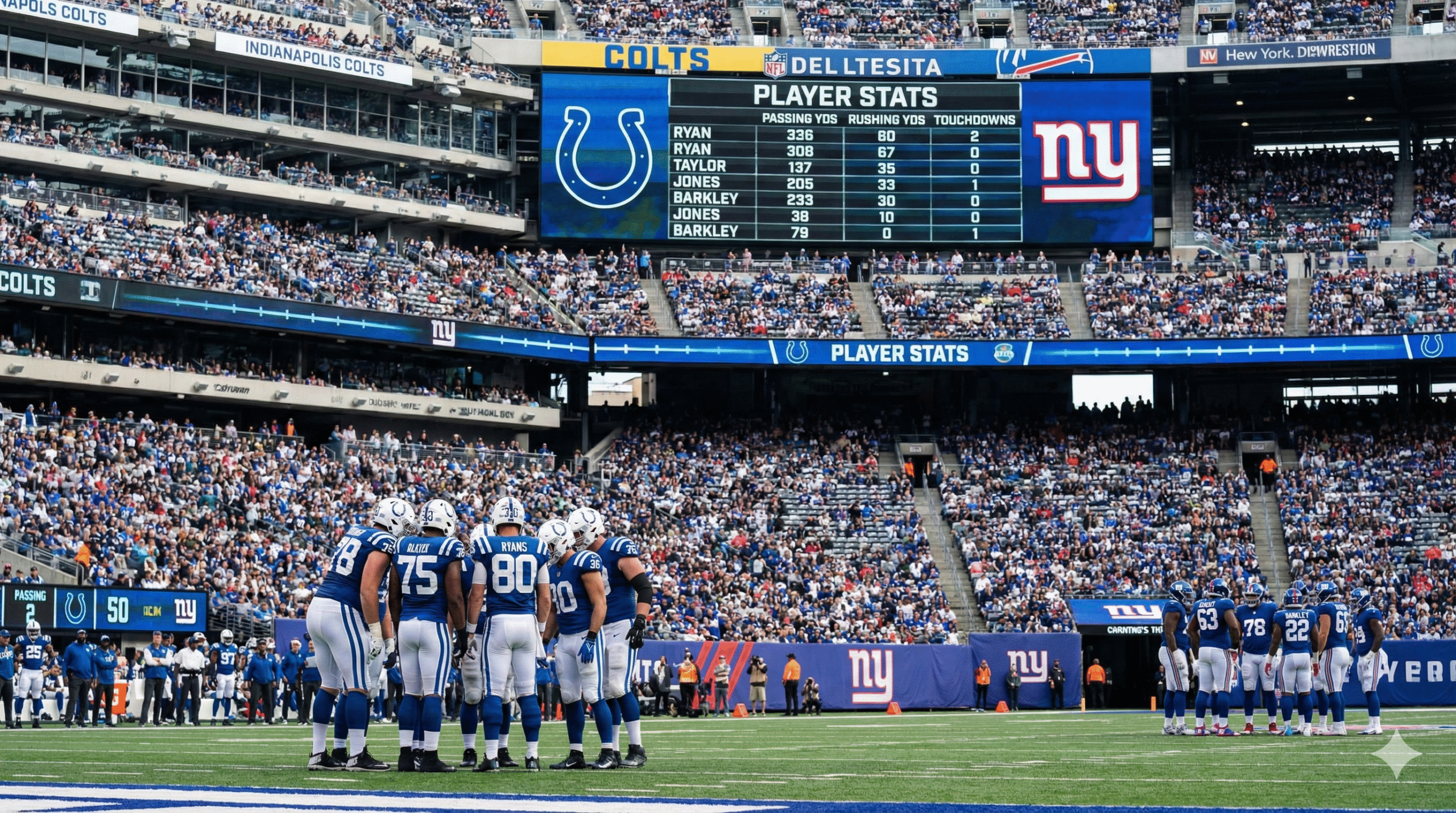 Colts vs New York Giants Match Player Stats
