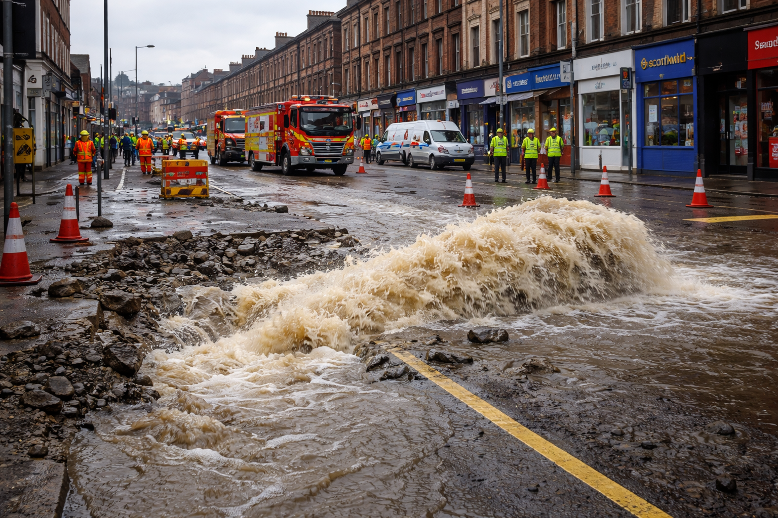 Glasgow Water Main Break Shettleston Road