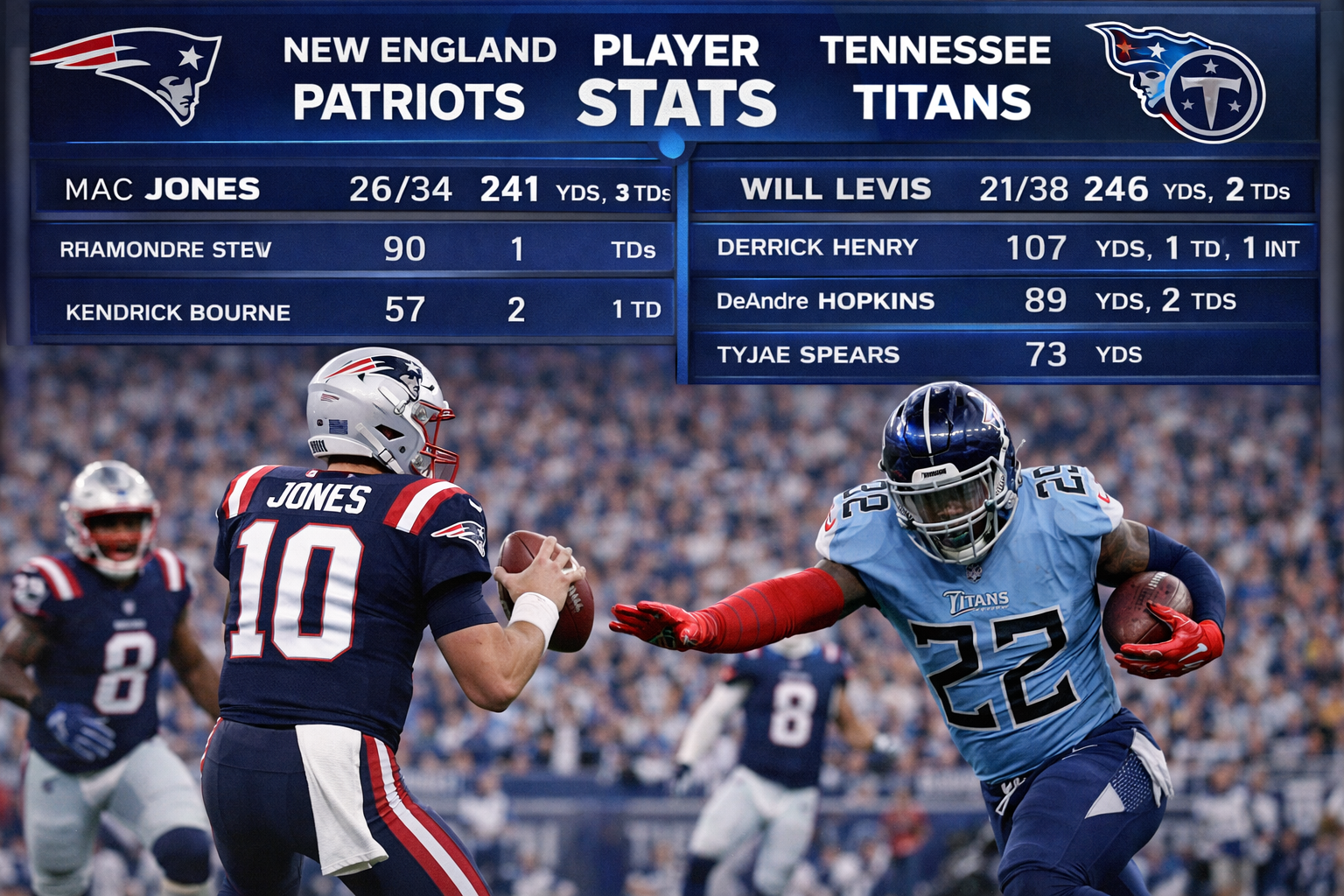 New England Patriots vs Tennessee Titans Match Player Stats