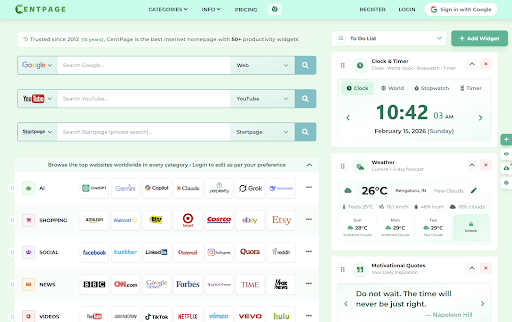 Custom Internet Homepage