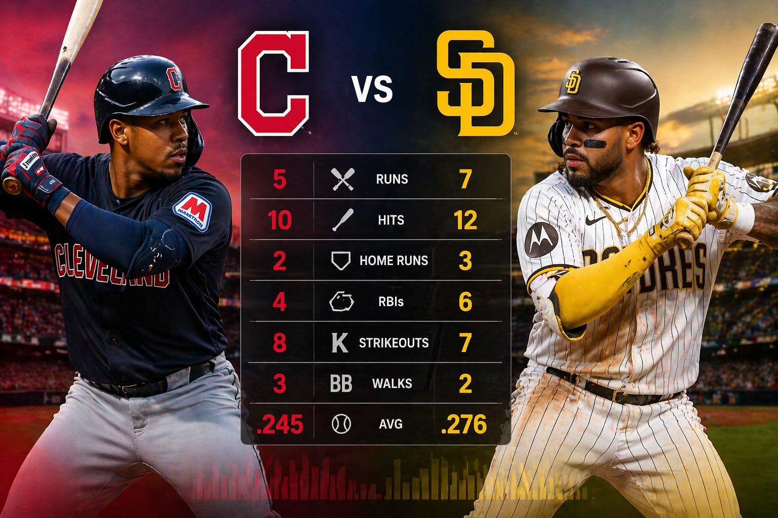 Cleveland Guardians vs Padres Match Player Stats