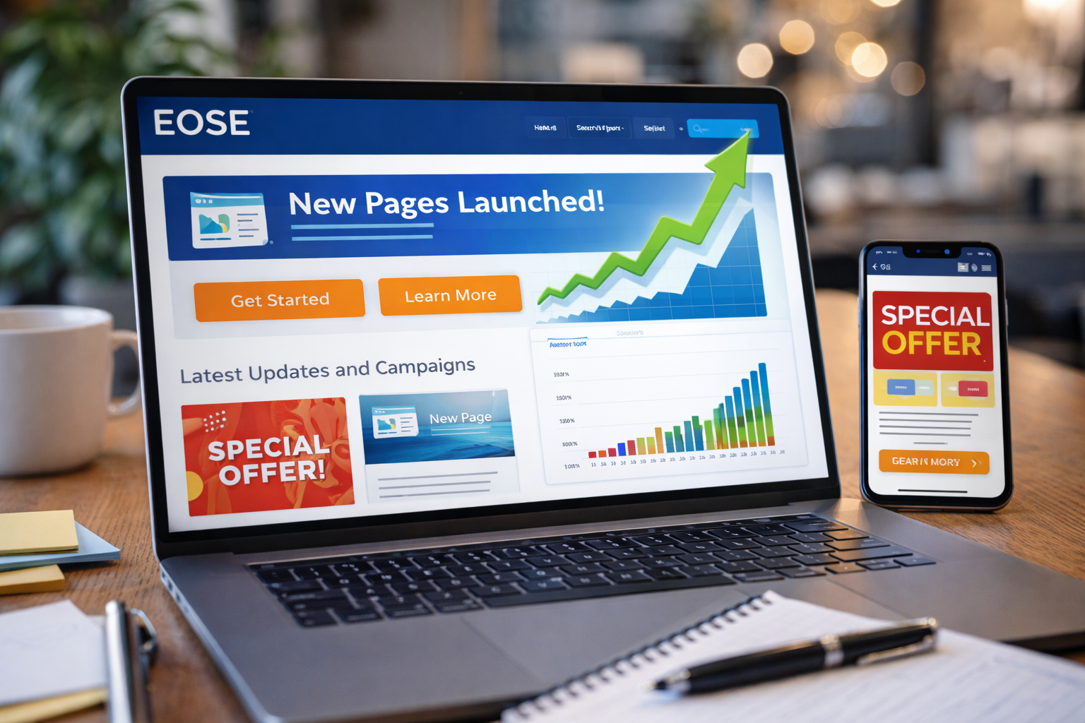 EOSE Website Updates New Pages CTAs Campaigns Traffic Spike
